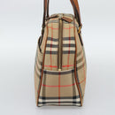 BURBERRY Nova Check Hand Bag Canvas Beige Gold Tone Auth 192718-4