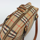 BURBERRY Nova Check Hand Bag Canvas Beige Gold Tone Auth 192718-6