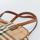 BURBERRY Nova Check Hand Bag Canvas Beige Gold Tone Auth 192718-8