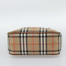 BURBERRY Nova Check Hand Bag Canvas Beige Gold Tone Auth 192718-5