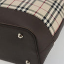 BURBERRY Nova Check Hand Bag Canvas Beige Silver Auth 192719V-10
