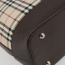 BURBERRY Nova Check Hand Bag Canvas Beige Silver Auth 192719V-11