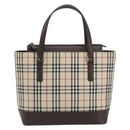 BURBERRY Nova Check Hand Bag Canvas Beige Silver Auth 192719V-2