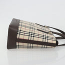 BURBERRY Nova Check Hand Bag Canvas Beige Silver Auth 192719V-4