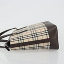 BURBERRY Nova Check Hand Bag Canvas Beige Silver Auth 192719V-5