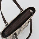 BURBERRY Nova Check Hand Bag Canvas Beige Silver Auth 192719V-6