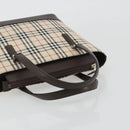 BURBERRY Nova Check Hand Bag Canvas Beige Silver Auth 192719V-7