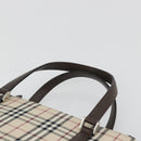 BURBERRY Nova Check Hand Bag Canvas Beige Silver Auth 192719V-8