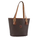 CELINE Macadam Tote Bag PVC Leather Brown Gold Tone Auth 192720-1