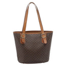CELINE Macadam Tote Bag PVC Leather Brown Gold Tone Auth 192720-3