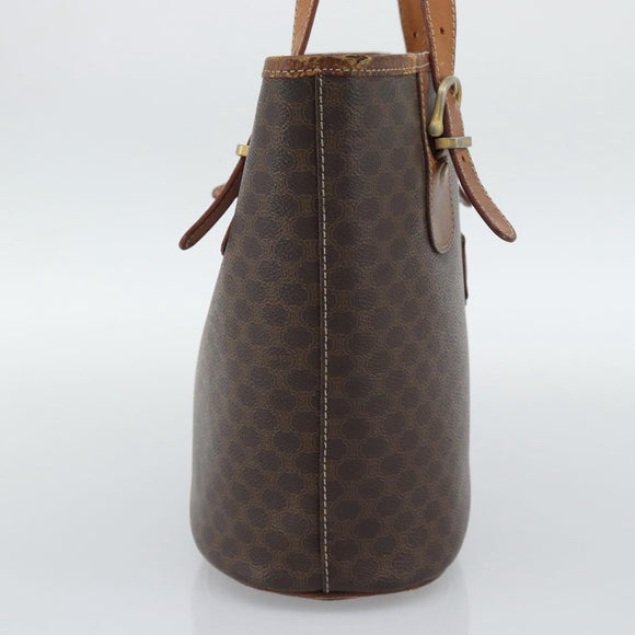 CELINE Macadam Tote Bag PVC Leather Brown Gold Tone Auth 192720