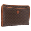 CELINE Macadam Clutch Bag PVC Leather Brown Gold Tone Auth 192724A-1