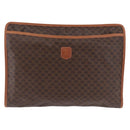 CELINE Macadam Clutch Bag PVC Leather Brown Gold Tone Auth 192724A-13