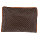 CELINE Macadam Clutch Bag PVC Leather Brown Gold Tone Auth 192724A-2