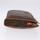 CELINE Macadam Clutch Bag PVC Leather Brown Gold Tone Auth 192724A-3