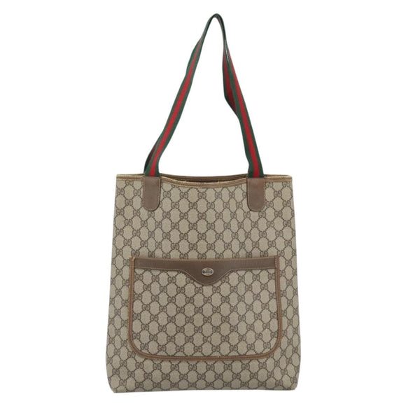 GUCCI GG Supreme Tote Bag PVC Leather Beige Auth 192725