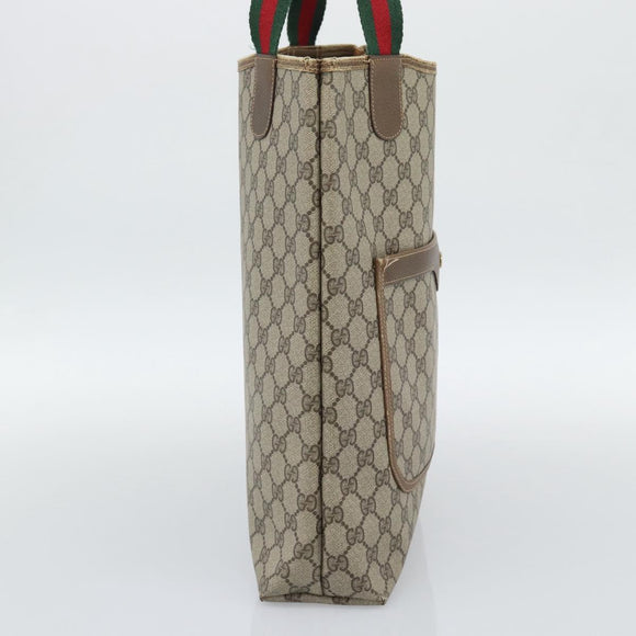 GUCCI GG Supreme Tote Bag PVC Leather Beige Auth 192725