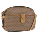 GUCCI Micro GG Shoulder Bag PVC Leather Beige Gold Tone Auth 192726-1