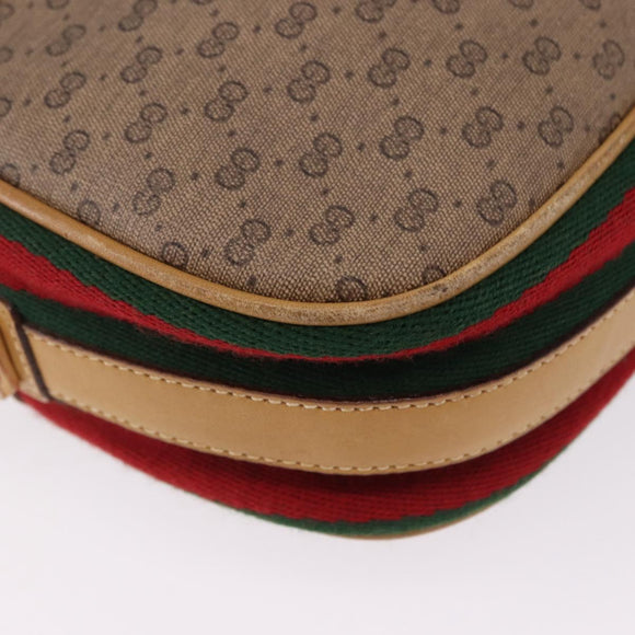 GUCCI Micro GG Shoulder Bag PVC Leather Beige Gold Tone Auth 192726