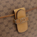 GUCCI Micro GG Shoulder Bag PVC Leather Beige Gold Tone Auth 192726-15