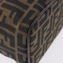 FENDI Zucca Canvas Vanity Cosmetic Pouch Brown Gold Tone Auth 192727-10