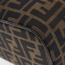 FENDI Zucca Canvas Vanity Cosmetic Pouch Brown Gold Tone Auth 192727-11