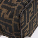 FENDI Zucca Canvas Vanity Cosmetic Pouch Brown Gold Tone Auth 192727-12