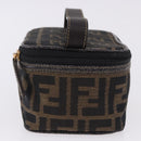FENDI Zucca Canvas Vanity Cosmetic Pouch Brown Gold Tone Auth 192727-5