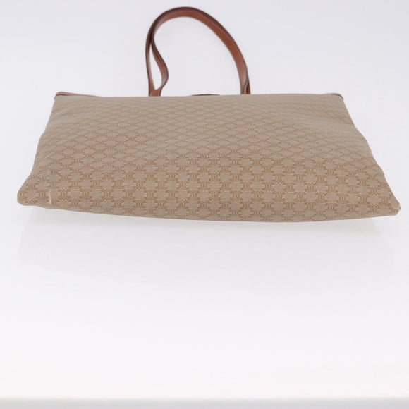 CELINE Macadam Tote Bag PVC Leather Beige Auth 192728