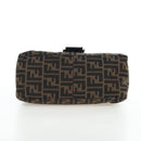 FENDI Zucca Canvas Mamma Baguette Shoulder Bag Brown Silver Auth 192730V-5