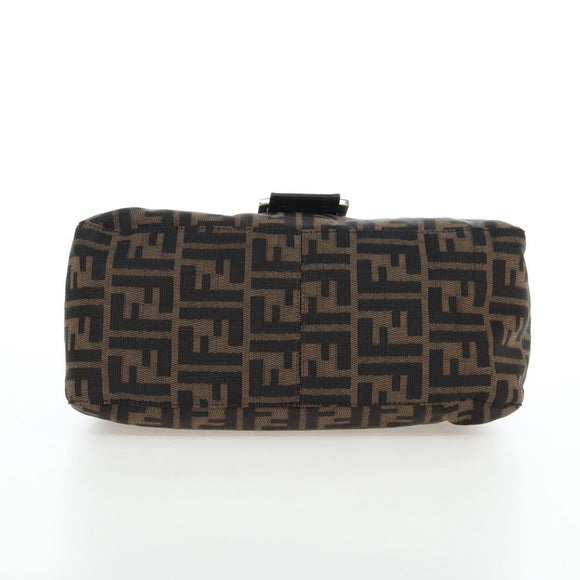 FENDI Zucca Canvas Mamma Baguette Shoulder Bag Brown Silver Auth 192730V