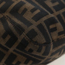 FENDI Zucca Canvas Mamma Baguette Shoulder Bag Brown Silver Auth 192730V-17