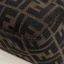 FENDI Zucca Canvas Mamma Baguette Shoulder Bag Brown Silver Auth 192730V-18