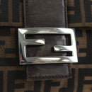 FENDI Zucca Canvas Mamma Baguette Shoulder Bag Brown Silver Auth 192730V-19