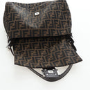 FENDI Zucca Canvas Mamma Baguette Shoulder Bag Brown Silver Auth 192730V-20