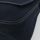 FENDI Mamma Baguette Shoulder Bag Canvas Navy Silver Auth 192731SV-14