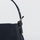 FENDI Mamma Baguette Shoulder Bag Canvas Navy Silver Auth 192731SV-18