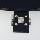 FENDI Mamma Baguette Shoulder Bag Canvas Navy Silver Auth 192731SV-9