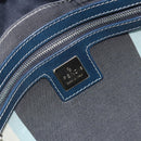 FENDI Mamma Baguette Shoulder Bag Canvas Navy Silver Auth 192731SV-21