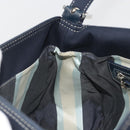 FENDI Mamma Baguette Shoulder Bag Canvas Navy Silver Auth 192731SV-23