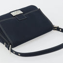 FENDI Mamma Baguette Shoulder Bag Canvas Navy Silver Auth 192731SV-6
