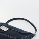 FENDI Mamma Baguette Shoulder Bag Canvas Navy Silver Auth 192731SV-8