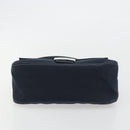 FENDI Mamma Baguette Shoulder Bag Canvas Navy Silver Auth 192731SV-5