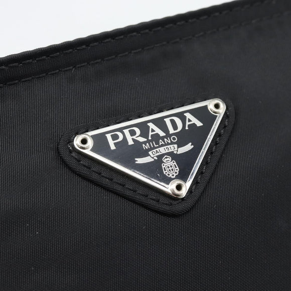 PRADA Shoulder Bag Nylon Black Silver Auth 192732A