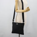 PRADA Shoulder Bag Nylon Black Silver Auth 192732A-22