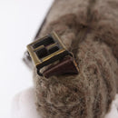 FENDI Shoulder Bag Wool Brown Gold Tone Auth 192733-14