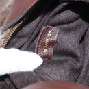 FENDI Shoulder Bag Wool Brown Gold Tone Auth 192733-21