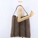 FENDI Shoulder Bag Wool Brown Gold Tone Auth 192733-22