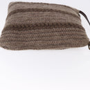 FENDI Shoulder Bag Wool Brown Gold Tone Auth 192733-4