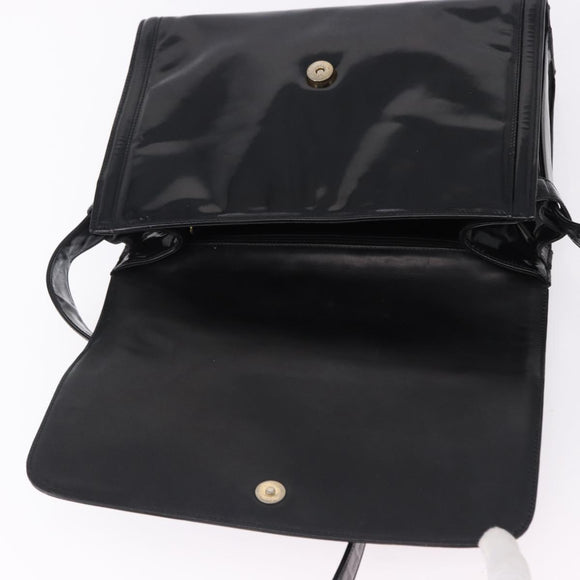 CHANEL Shoulder Bag Patent Black CC Auth 192734